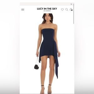 Navy blue strapless dress